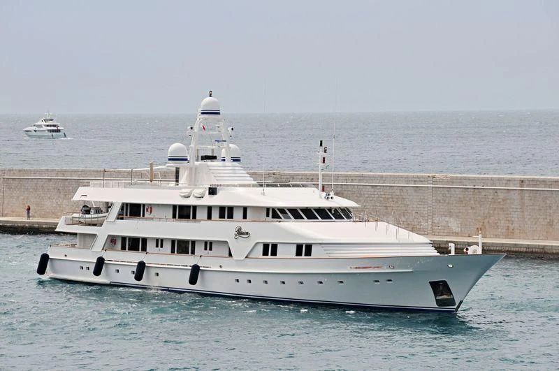 a large white boat aboard VIXIT Yacht for Sale