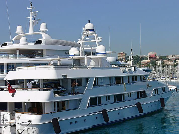 a large white boat aboard VIXIT Yacht for Sale