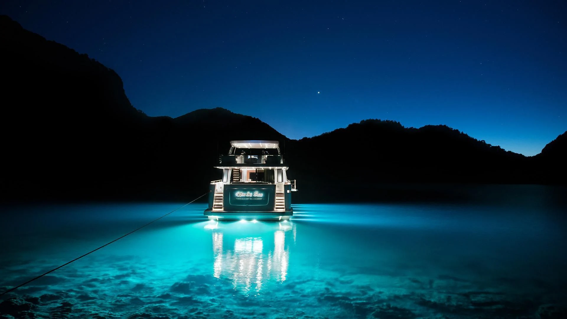 a boat in the water aboard MORNING STAR Yacht for Charter
