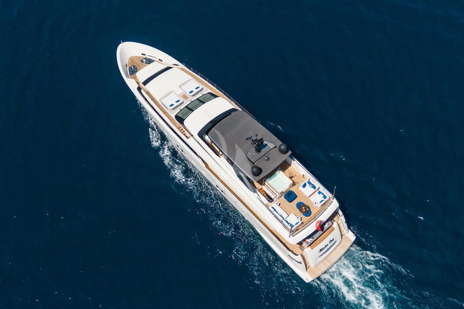 a high angle view of a boat aboard MORNING STAR Yacht for Charter