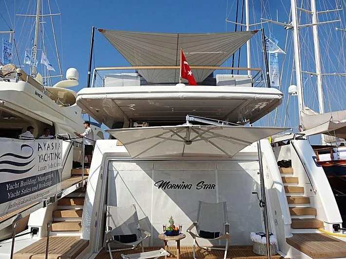 a large boat with a propeller aboard MORNING STAR Yacht for Charter