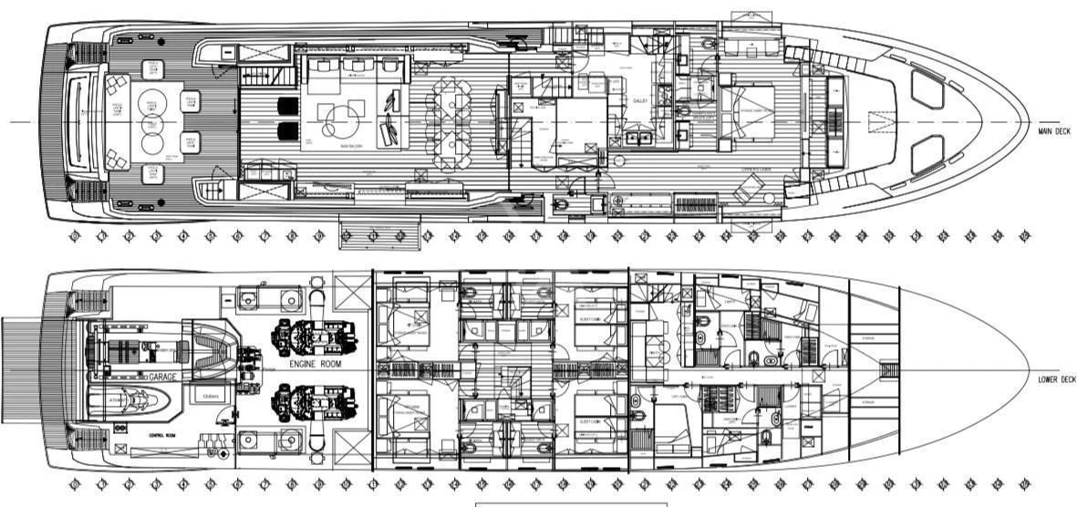 diagram, engineering drawing aboard MORNING STAR Yacht for Charter