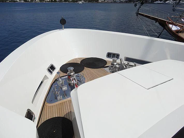 a boat with a satellite dish on the deck aboard MORNING STAR Yacht for Charter