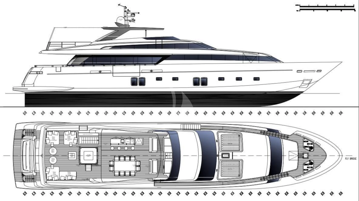 diagram, engineering drawing aboard MORNING STAR Yacht for Charter
