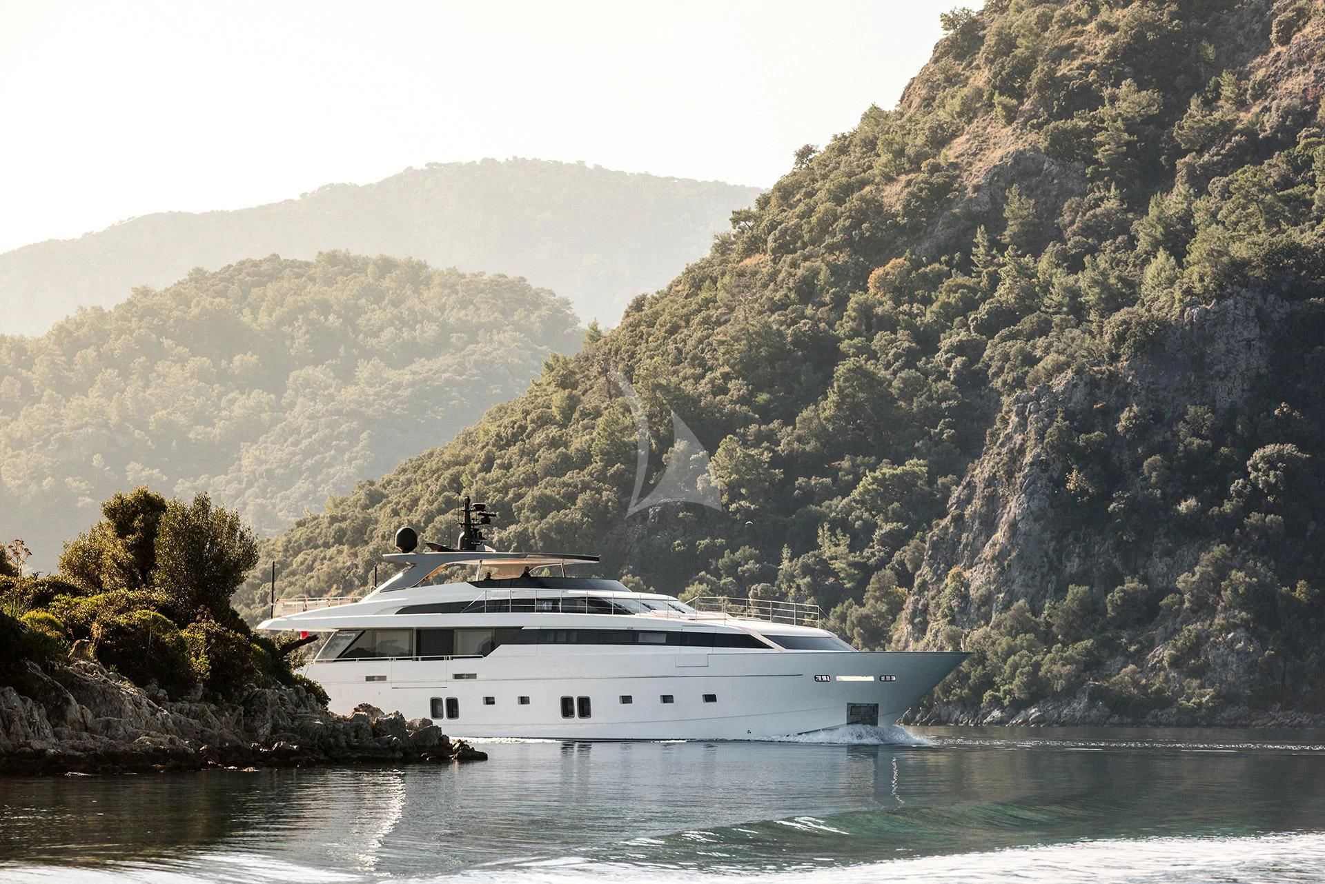 a boat on the water aboard MORNING STAR Yacht for Charter