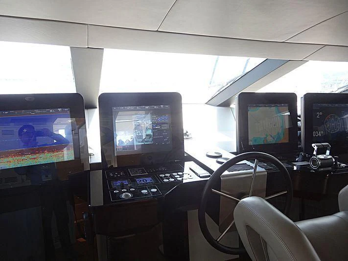 a room with computers and monitors aboard MORNING STAR Yacht for Charter