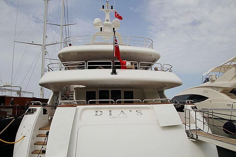 a white yacht docked aboard GRANDE AMORE Yacht for Charter