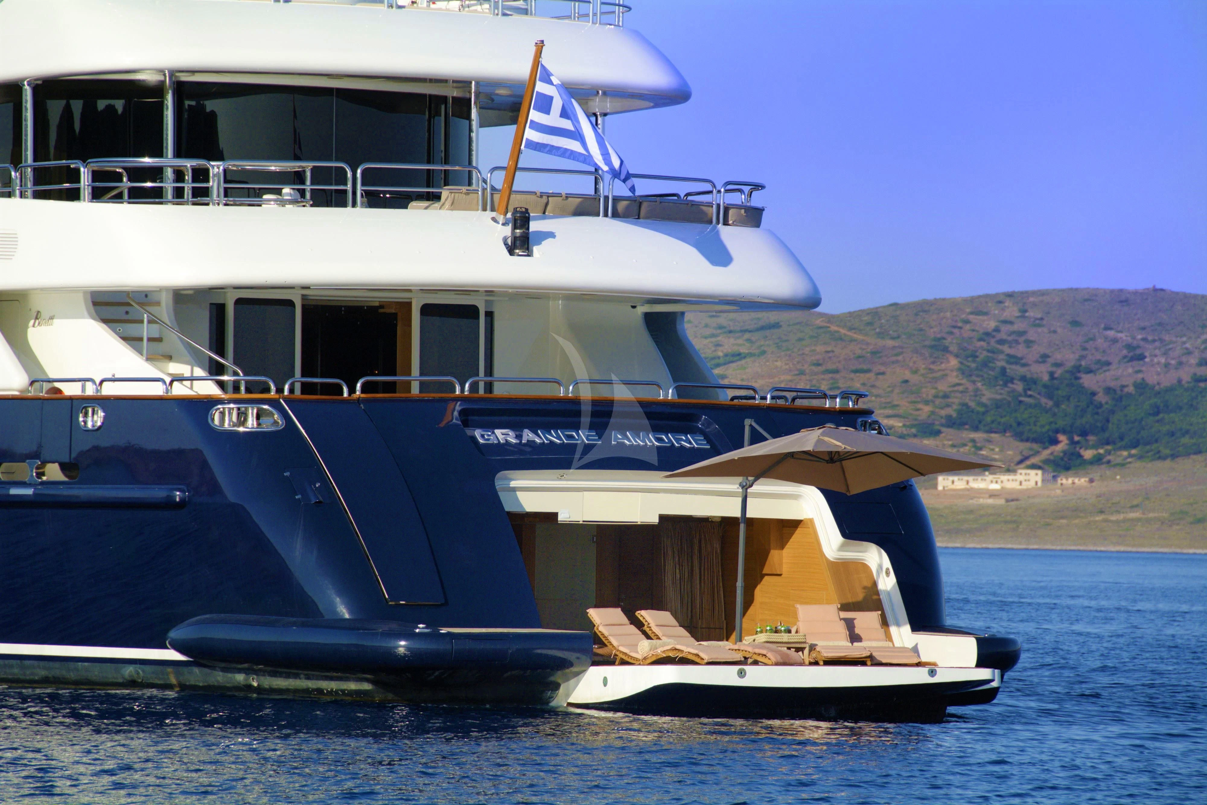 a boat on the water aboard GRANDE AMORE Yacht for Charter