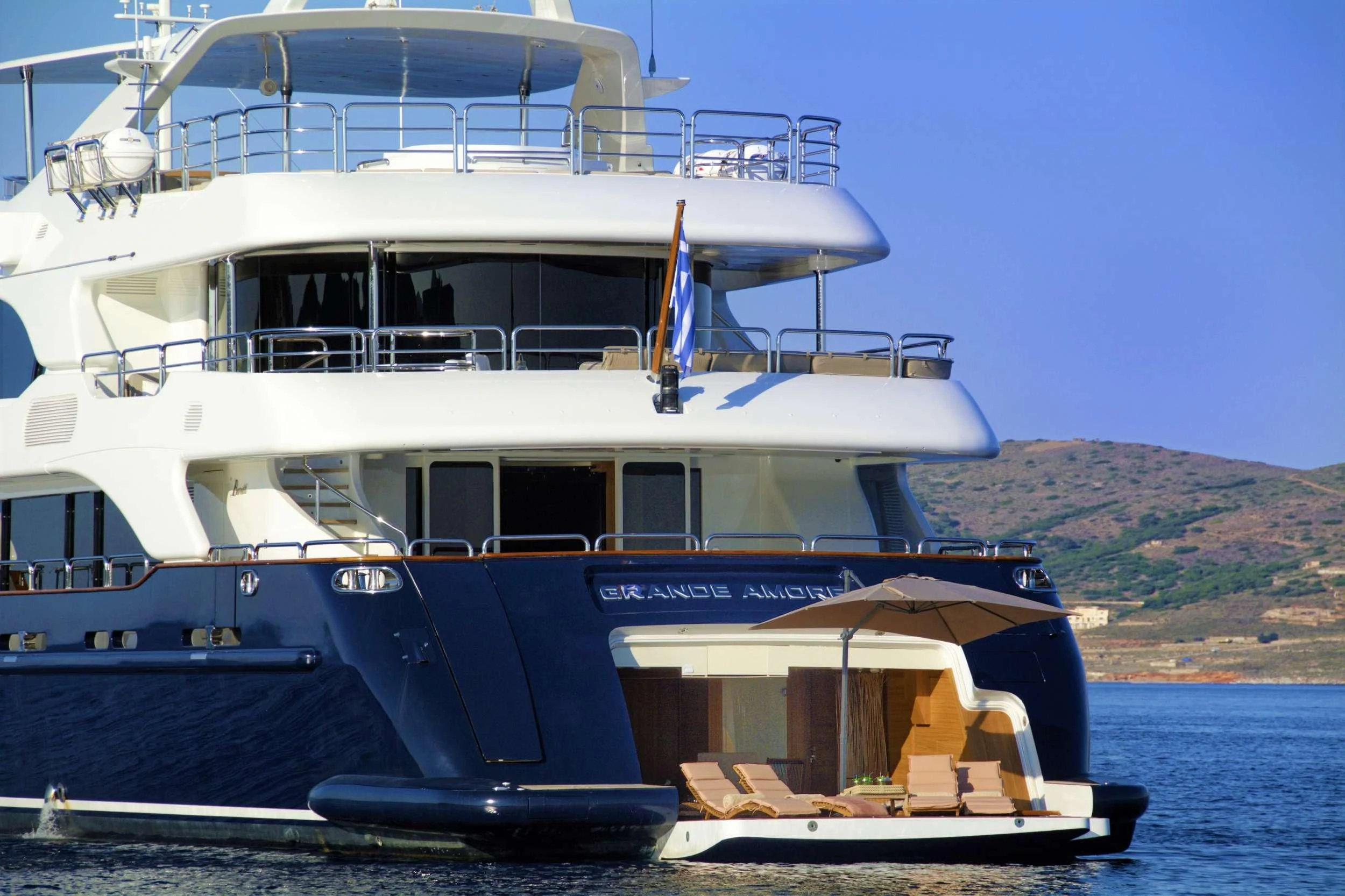 a boat on the water aboard GRANDE AMORE Yacht for Charter