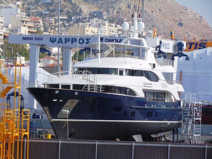 a large white yacht aboard GRANDE AMORE Yacht for Charter