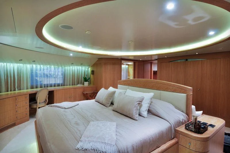 a bed in a room aboard GRANDE AMORE Yacht for Charter