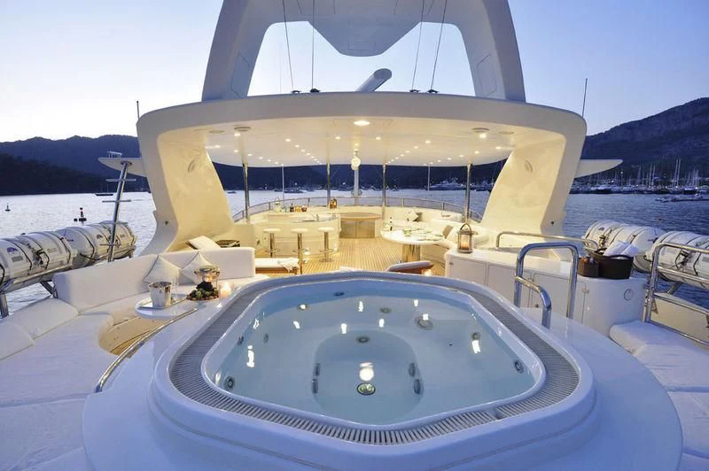 a large white swimming pool aboard GRANDE AMORE Yacht for Charter