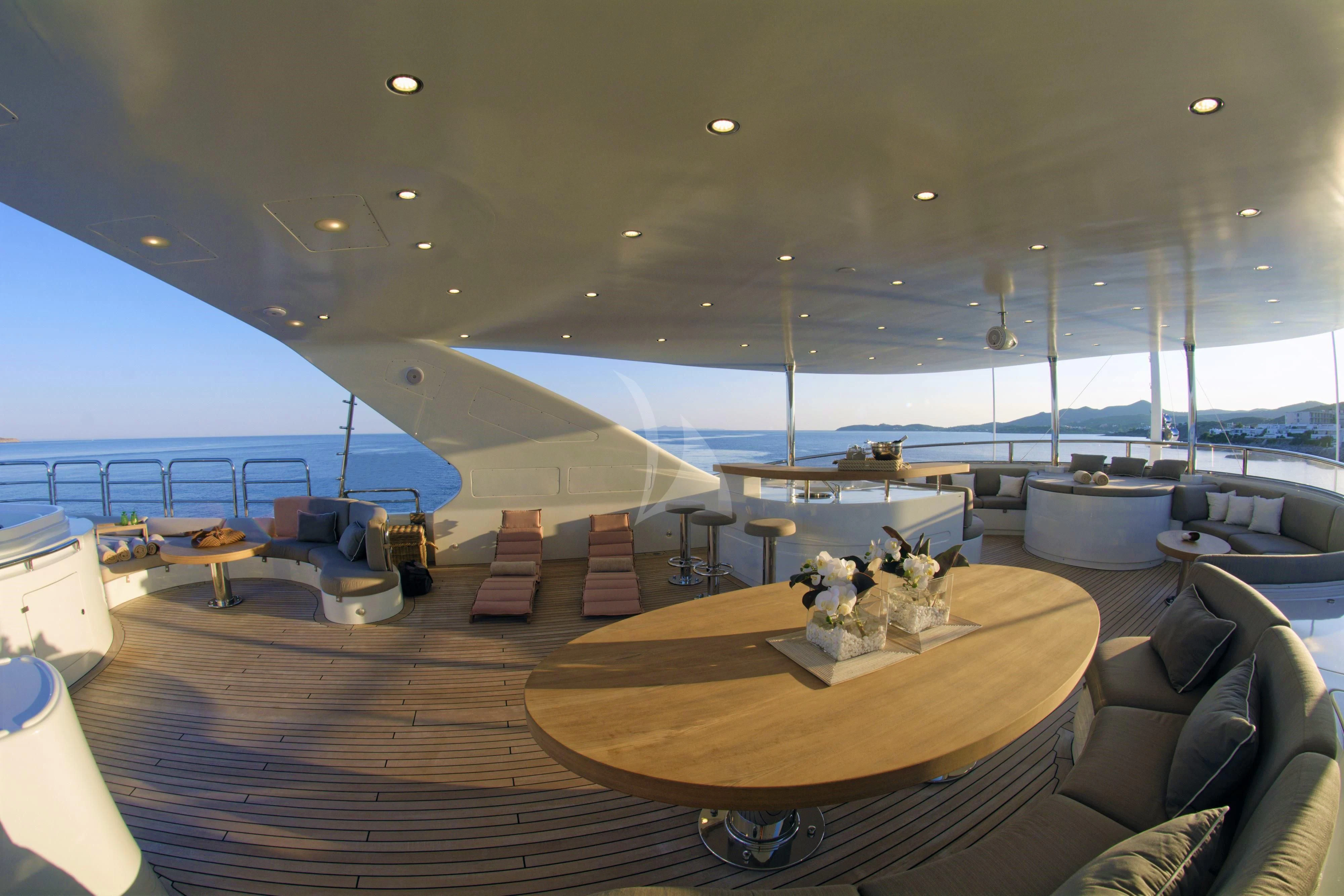 a room with a table and chairs aboard GRANDE AMORE Yacht for Charter