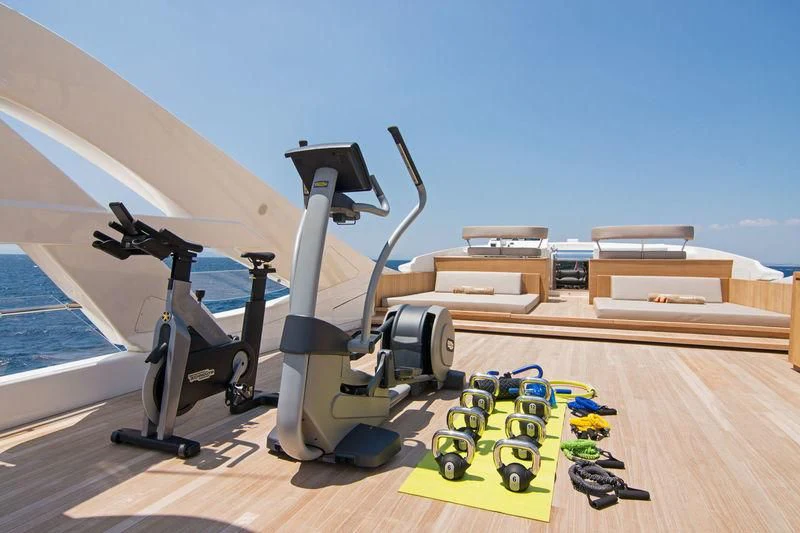 a robot on a deck aboard WHISPER V Yacht for Sale