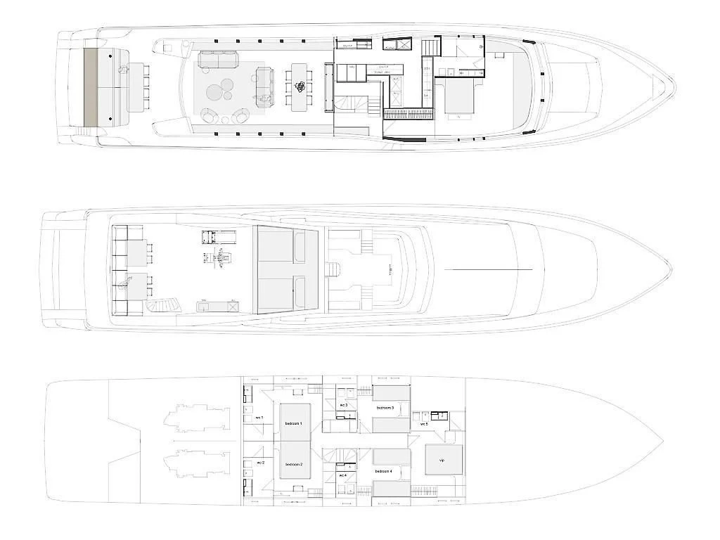 diagram, engineering drawing aboard WHISPER V Yacht for Sale