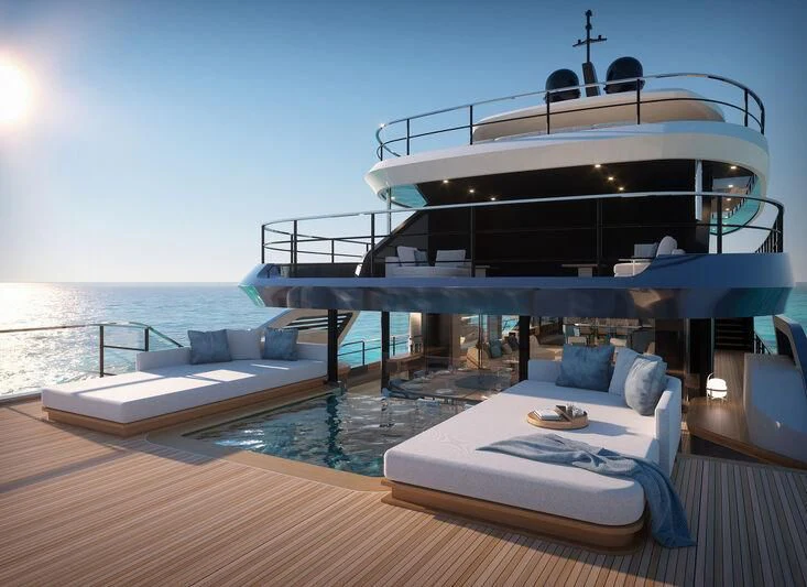 a large boat on a body of water aboard AZIMUT GRANDE 44M/03 Yacht for Sale