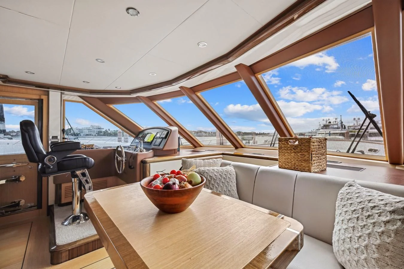 a table with fruit on it aboard RELENTLESS Yacht for Sale