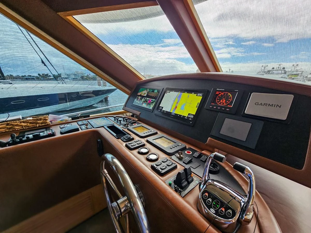 a control panel of a plane aboard RELENTLESS Yacht for Sale