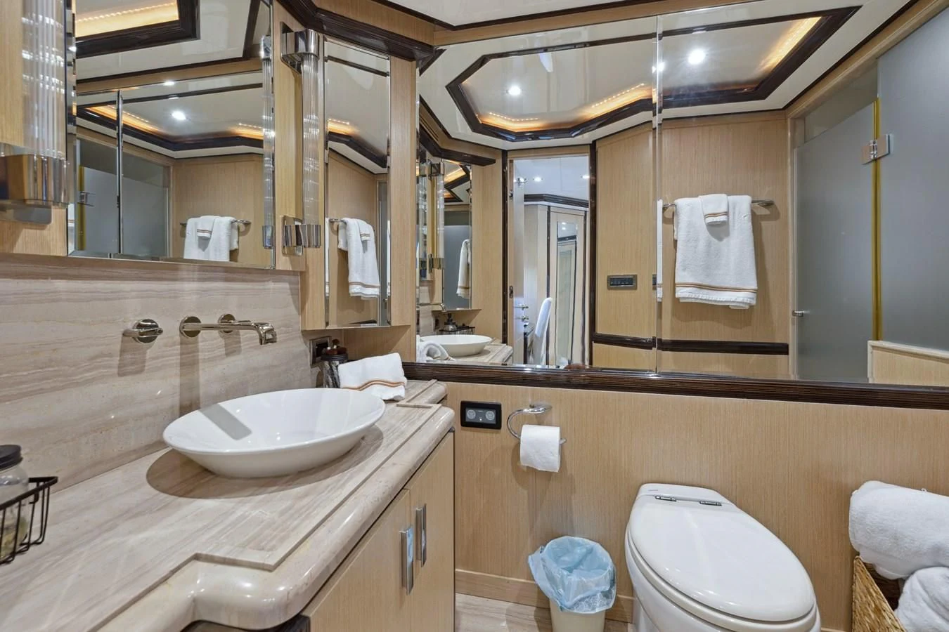 a bathroom with a sink and a toilet aboard RELENTLESS Yacht for Sale