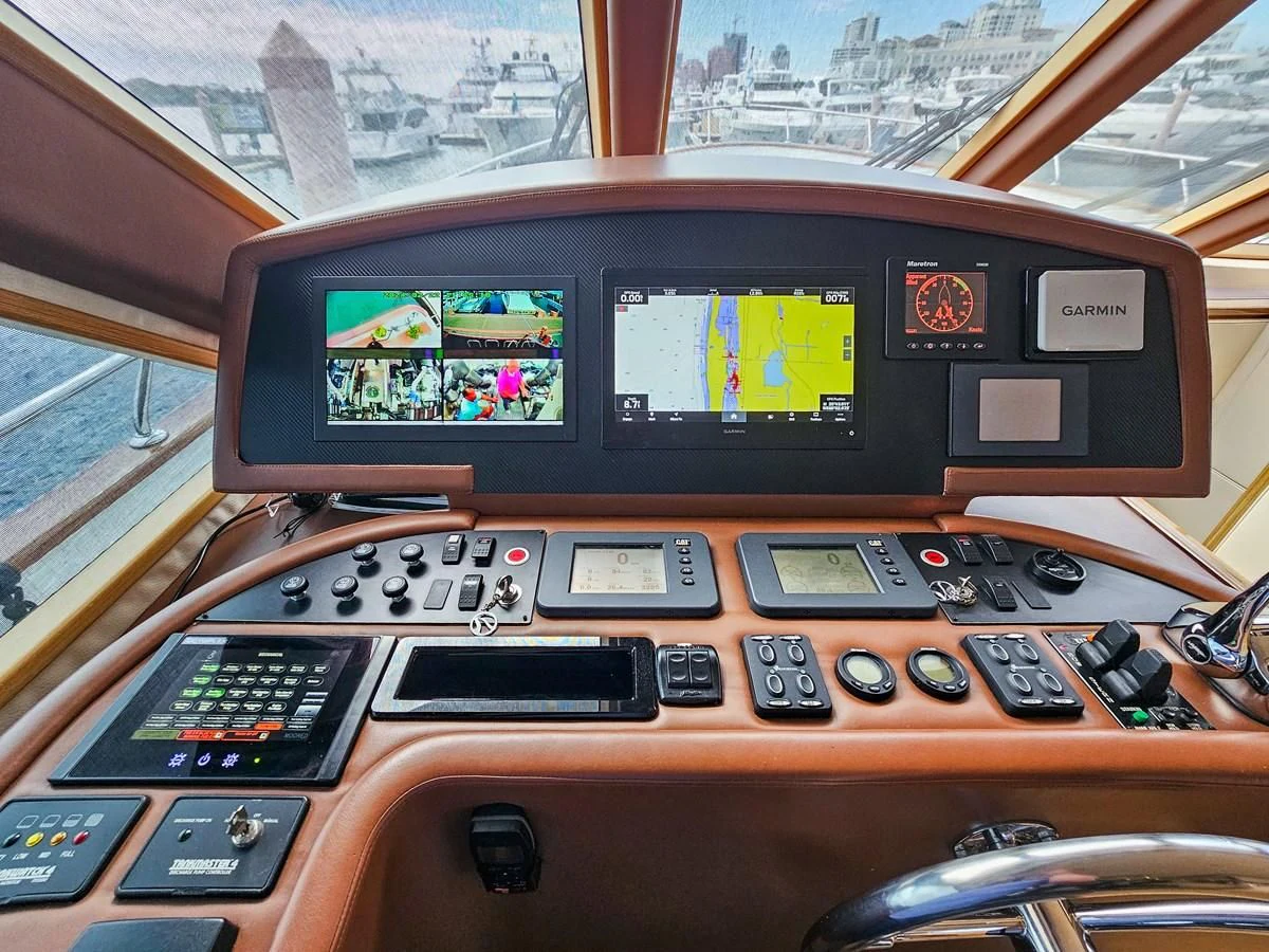 the inside of a car aboard RELENTLESS Yacht for Sale