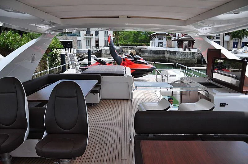 a plane in the air aboard MIRAGE Yacht for Sale