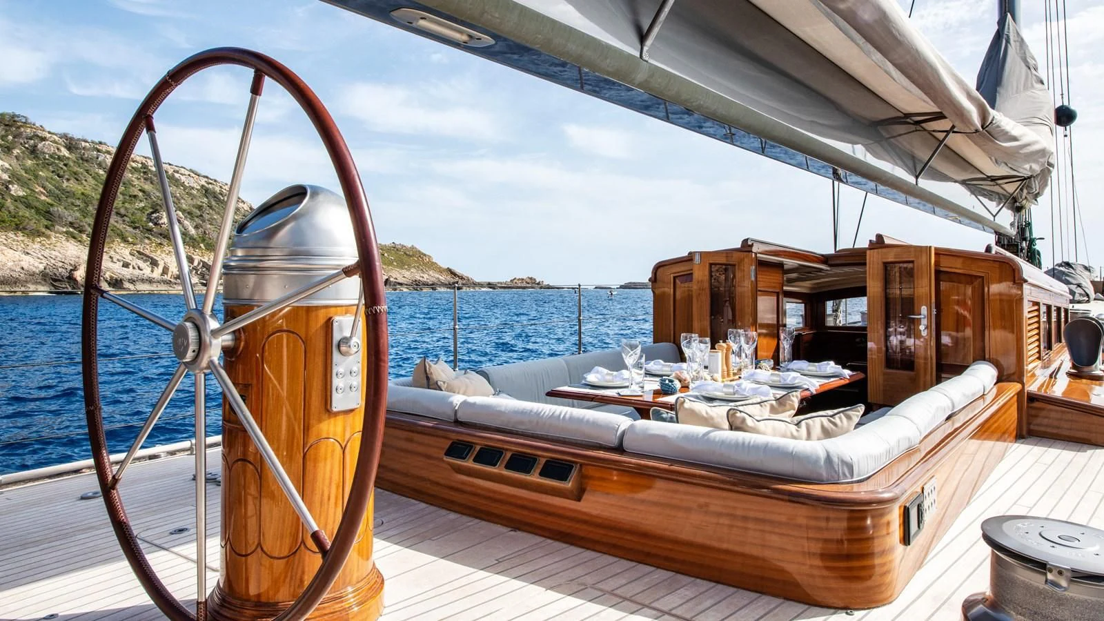 a boat on the water aboard RAINBOW Yacht for Sale