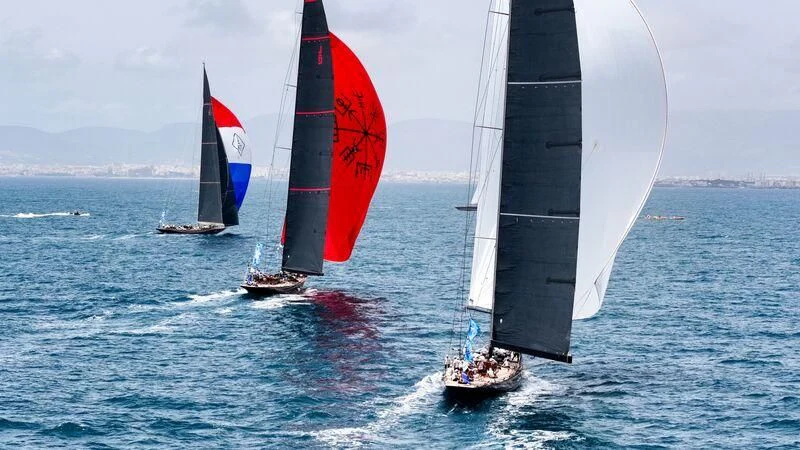 a group of sailboats on the water aboard RAINBOW Yacht for Sale