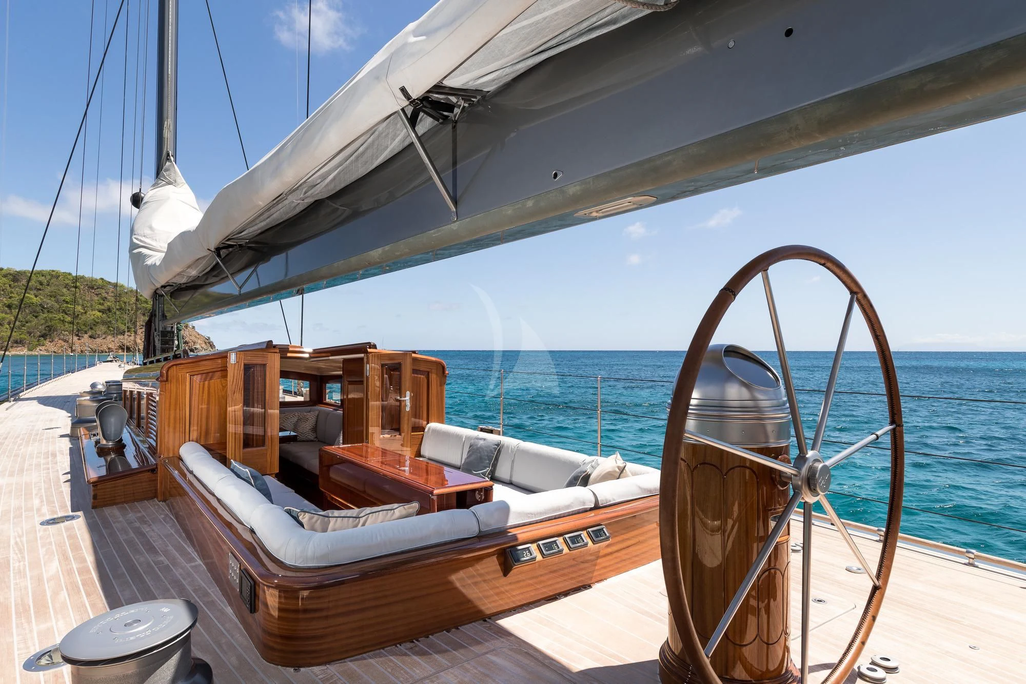 a boat on a beach aboard RAINBOW Yacht for Sale