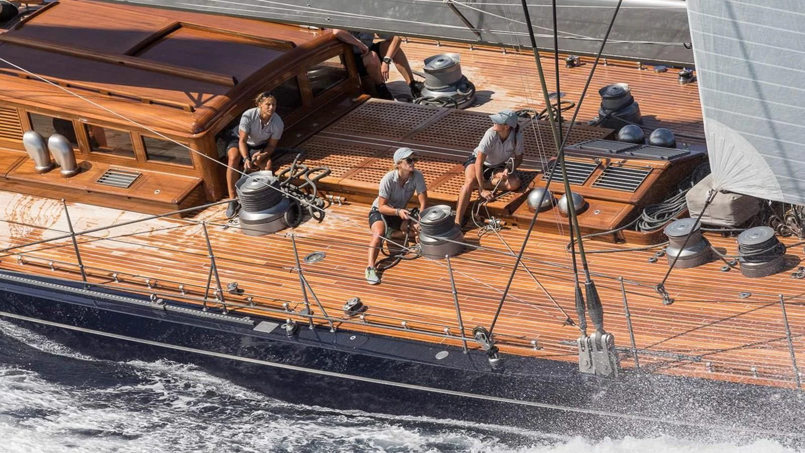 men working on a boat aboard RAINBOW Yacht for Sale