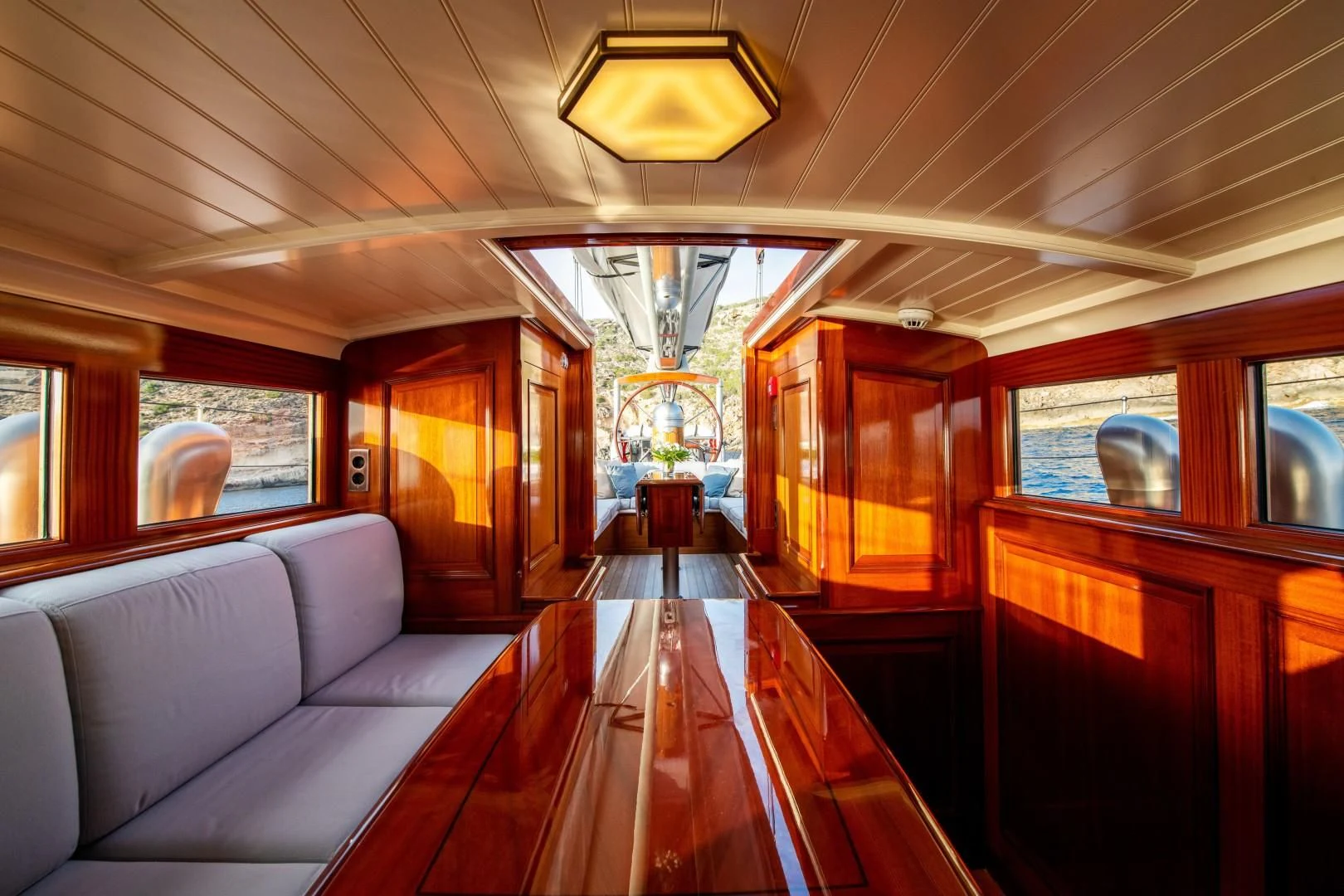 inside of a train aboard RAINBOW Yacht for Sale