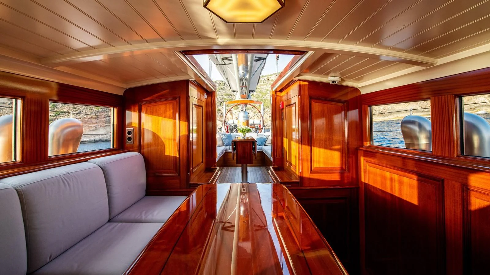 inside of a train aboard RAINBOW Yacht for Sale