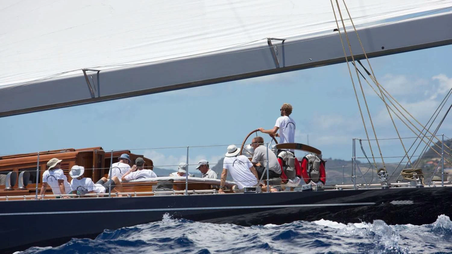 a group of people on a boat aboard RAINBOW Yacht for Sale