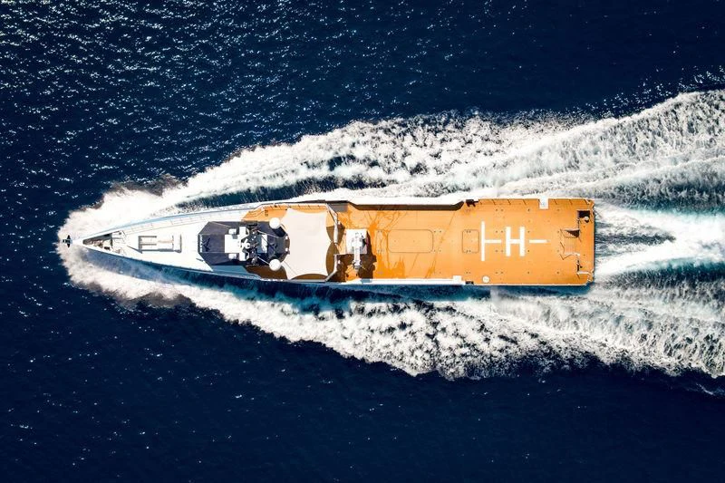 a space ship in space aboard POWER PLAY Yacht for Sale