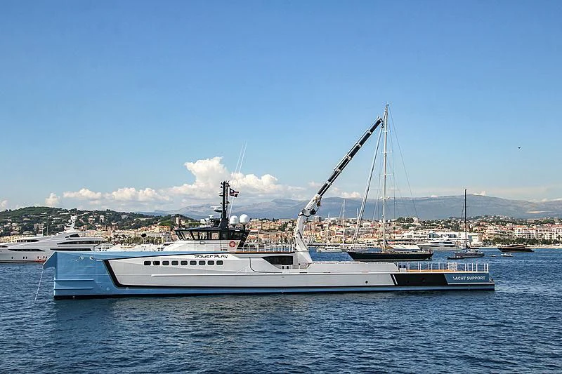 a boat in the water aboard POWER PLAY Yacht for Sale