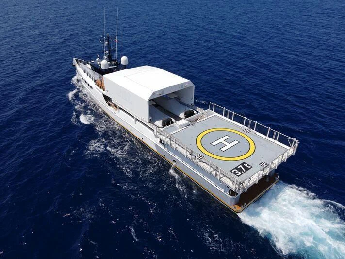 a ship in the water aboard POWER PLAY Yacht for Sale