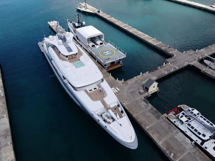 a high angle view of a ship aboard POWER PLAY Yacht for Sale