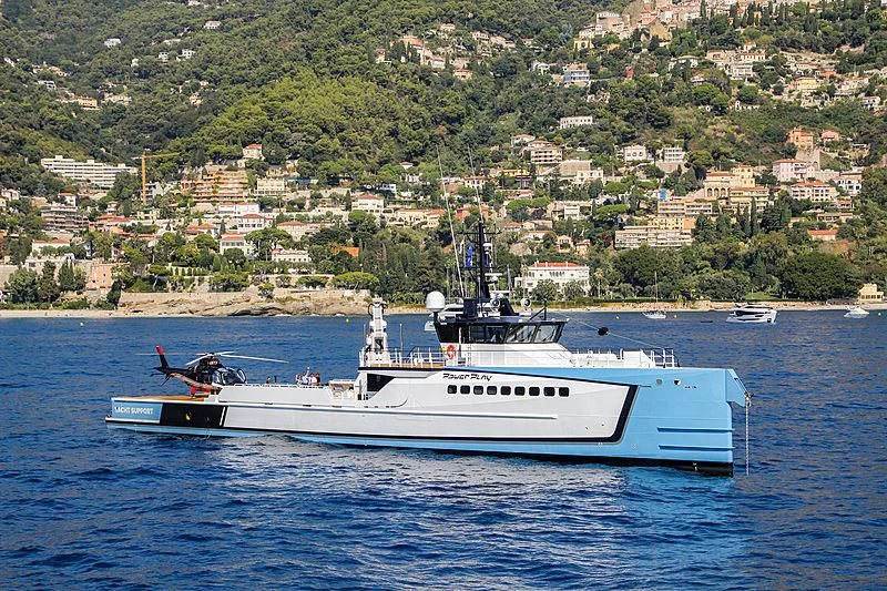 a boat on the water aboard POWER PLAY Yacht for Sale