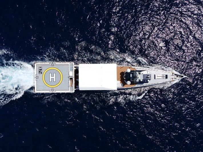 a space ship in space aboard POWER PLAY Yacht for Sale