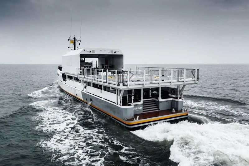 a boat on the water aboard POWER PLAY Yacht for Sale