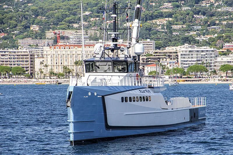 a boat on the water aboard POWER PLAY Yacht for Sale