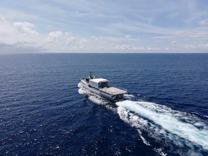 a ship in the water aboard POWER PLAY Yacht for Sale