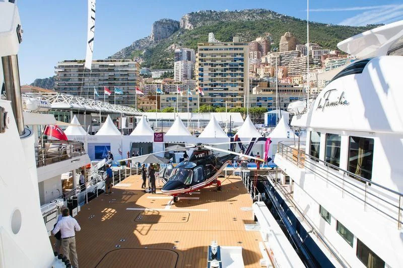 a boat on a dock aboard POWER PLAY Yacht for Sale
