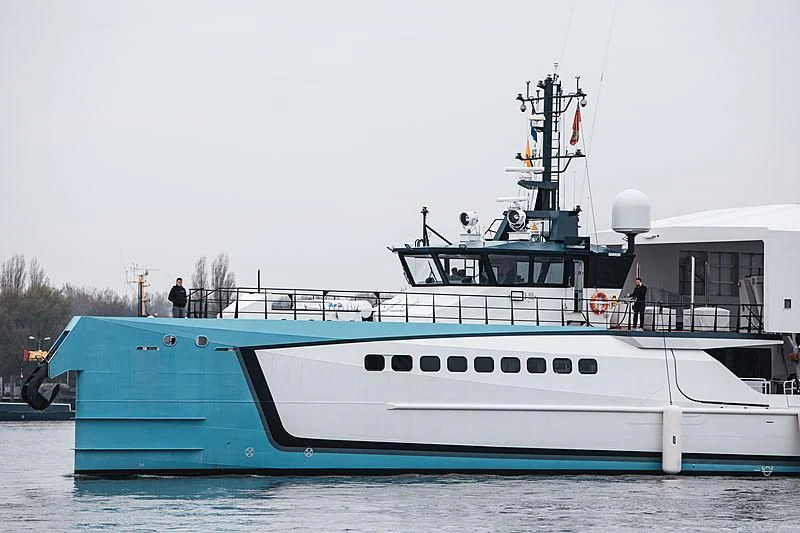 a large white boat aboard POWER PLAY Yacht for Sale