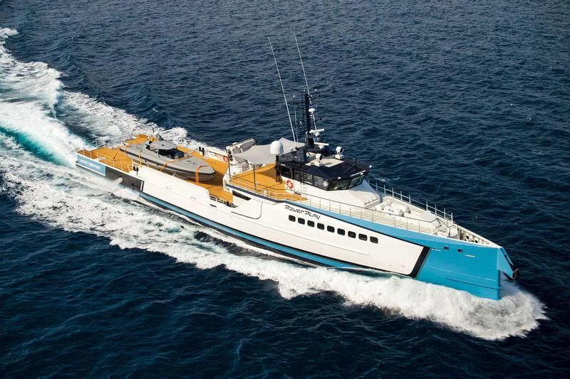 a ship on the water aboard POWER PLAY Yacht for Sale