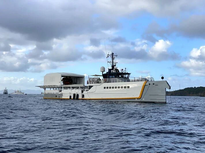 a boat in the water aboard POWER PLAY Yacht for Sale