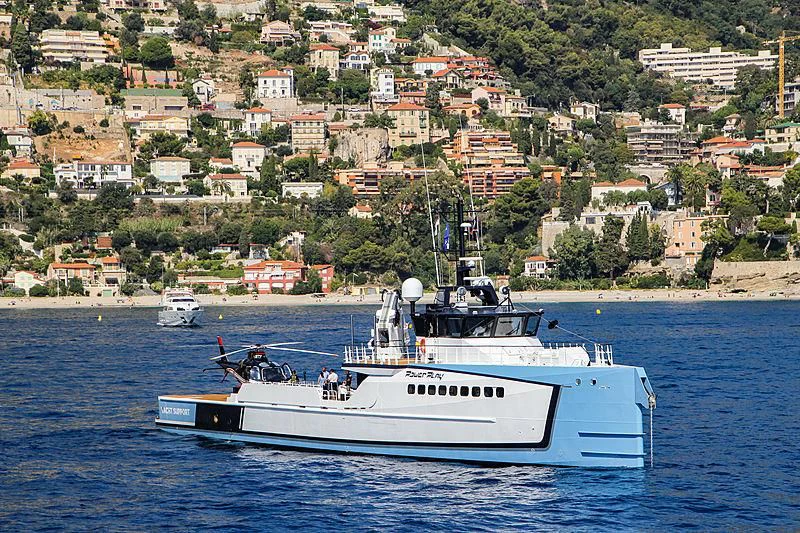 a boat on the water aboard POWER PLAY Yacht for Sale