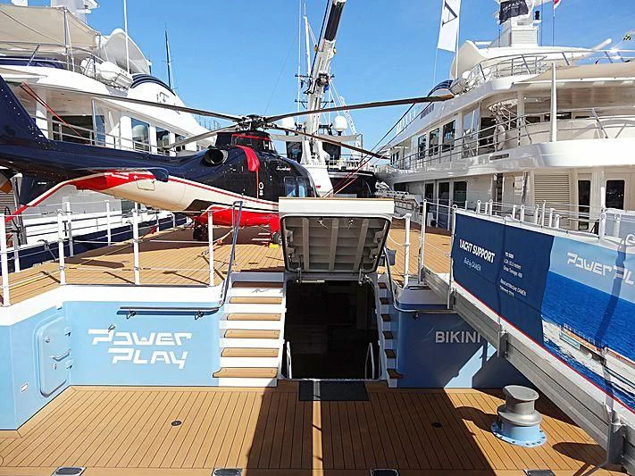 a group of boats on a dock aboard POWER PLAY Yacht for Sale