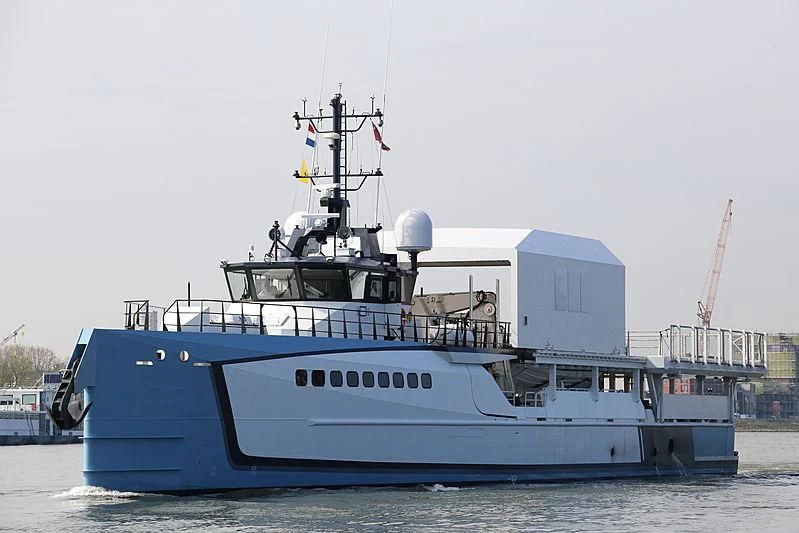 a large white boat aboard POWER PLAY Yacht for Sale