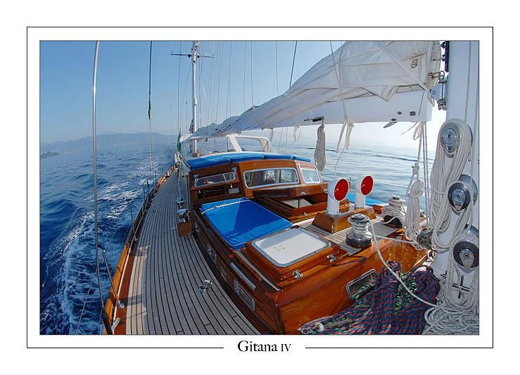 a boat on the water aboard GITANA IV Yacht for Sale