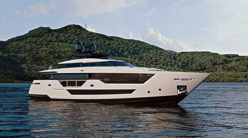 a white yacht on the water aboard RINO Yacht for Sale